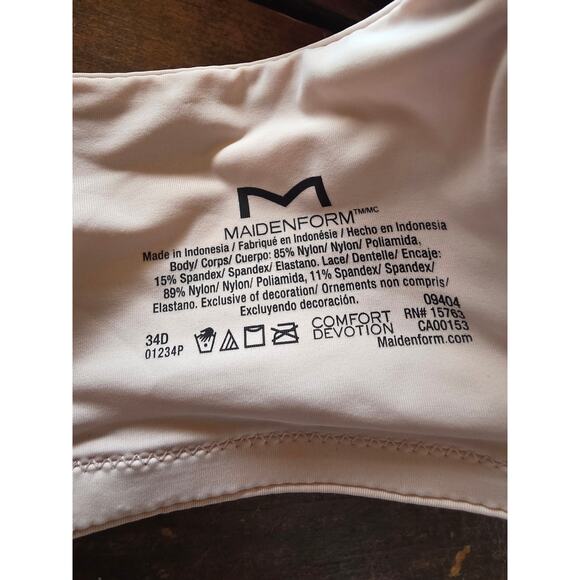 Maidenform 34D Womens Bra Tan Underwired Adjustable Straps Full Coverage - Picture 4 of 4